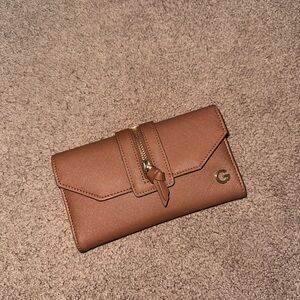 G by Guess brown wallet clutch